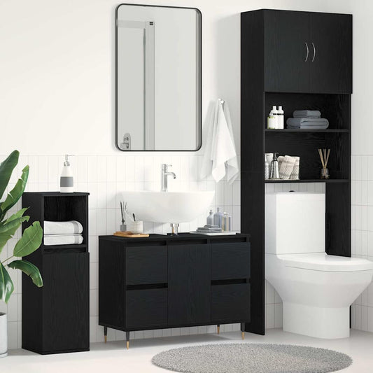 Bathroom Sink Cabinet Black Oak 80 x 33 x 60 cm Engineered Wood