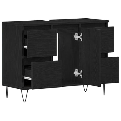 Bathroom Sink Cabinet Black Oak 80 x 33 x 60 cm Engineered Wood
