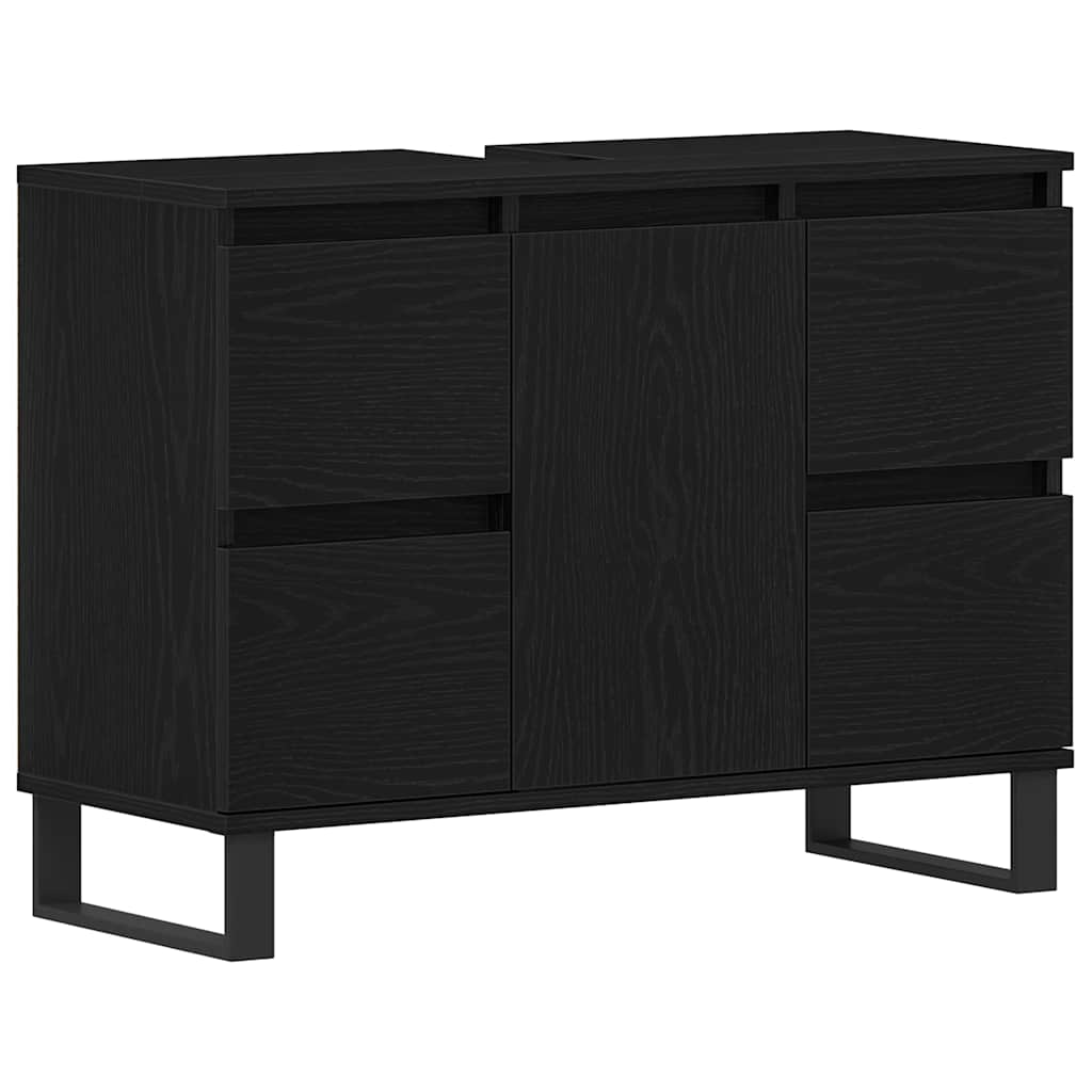 Bathroom Cabinet Black Oak 80 x 33 x 60 cm Engineered Wood