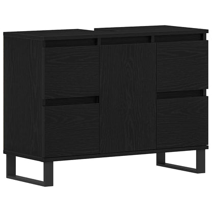 Bathroom Cabinet Black Oak 80 x 33 x 60 cm Engineered Wood