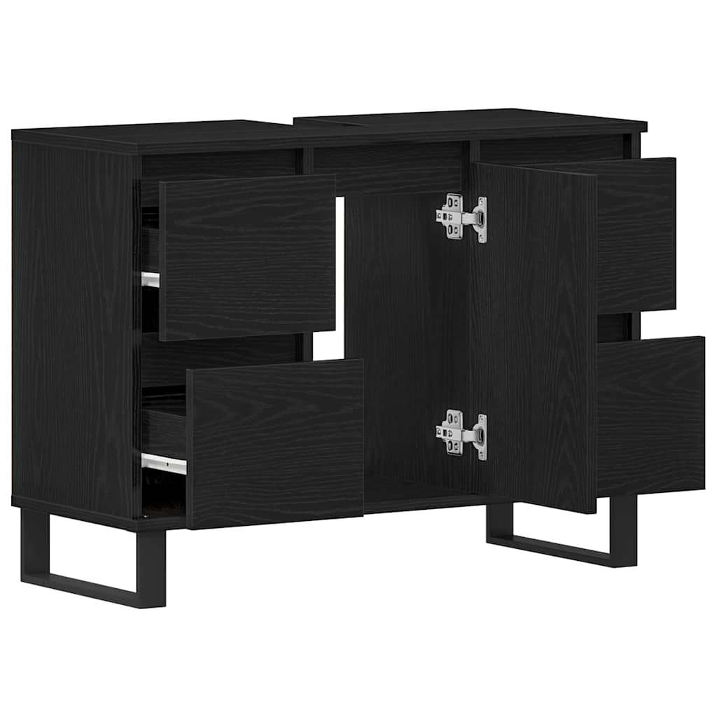 Bathroom Cabinet Black Oak 80 x 33 x 60 cm Engineered Wood