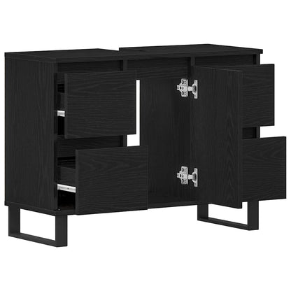 Bathroom Cabinet Black Oak 80 x 33 x 60 cm Engineered Wood
