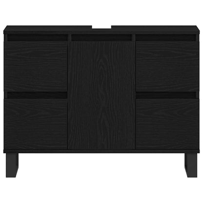 Bathroom Cabinet Black Oak 80 x 33 x 60 cm Engineered Wood