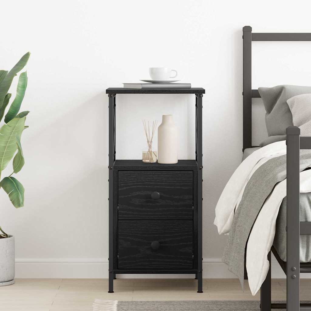 Bedside Cabinet with Drawer Black oak 34 x 35.5 x 70 cm