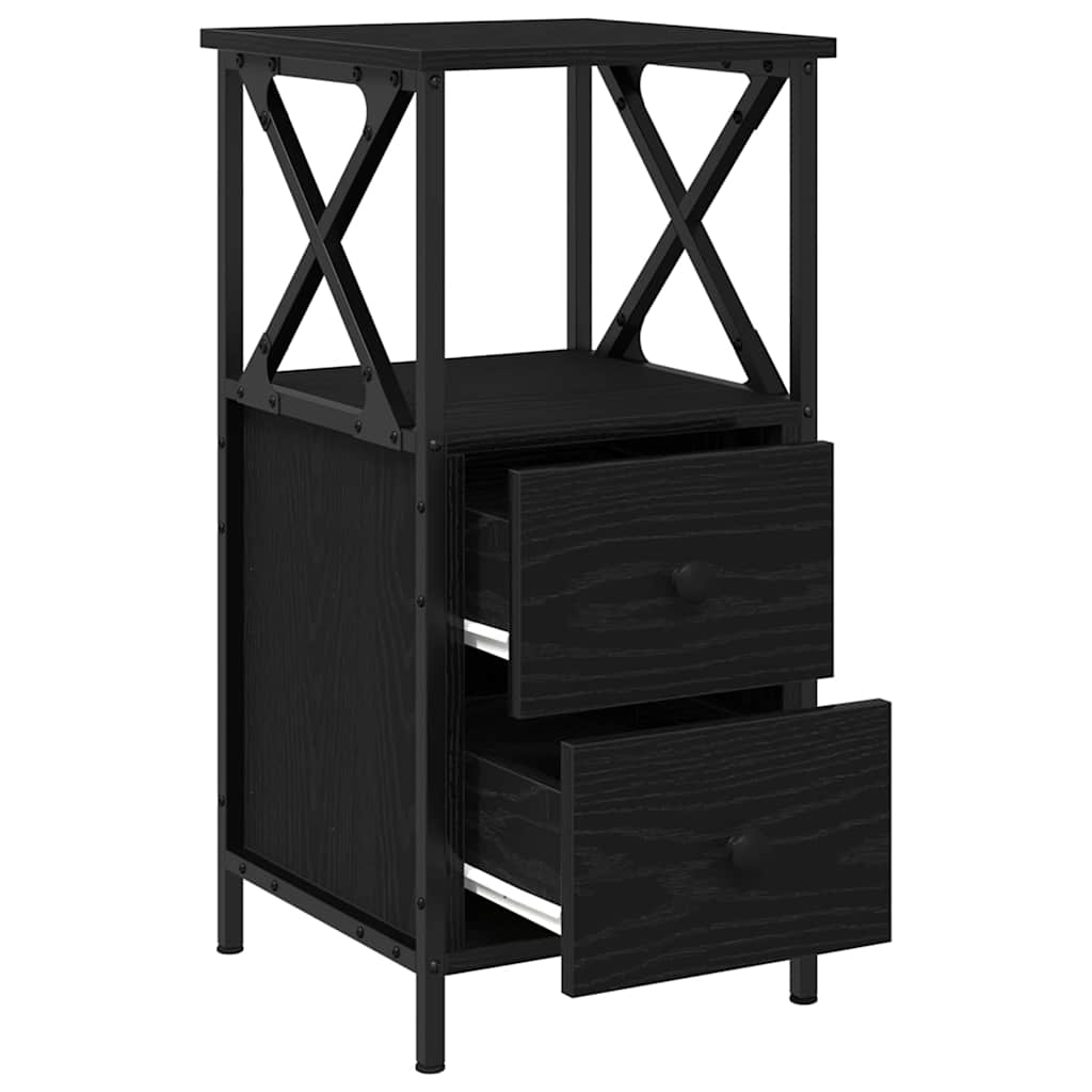 Bedside Cabinet with Drawer Black oak 34 x 35.5 x 70 cm