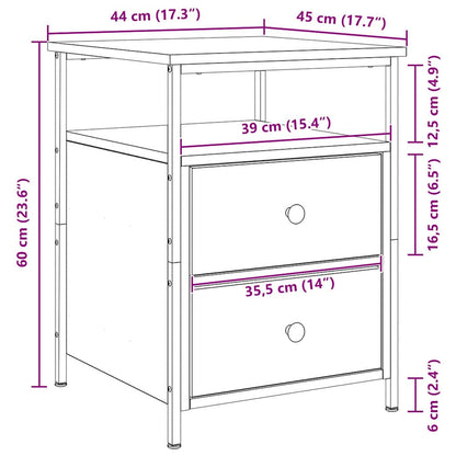 Bedside Cabinet with Drawer 2 pcs Black oak 44 x 45 x 60 cm