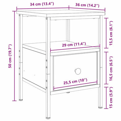 Bedside Cabinet with Drawer 2 pcs Black oak 34 x 36 x 50 cm
