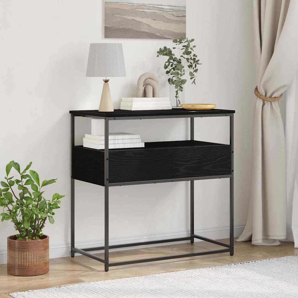 Console Table Black Oak 75 x 40 x 75 cm Engineered Wood