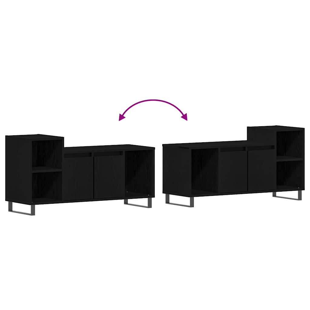 TV Cabinet Set Black Oak 100 x 35 x 55 cm Engineered Wood