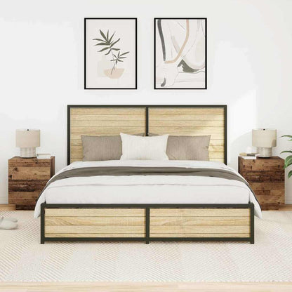 Bedside Cabinet with Drawer 2 pcs Old wood