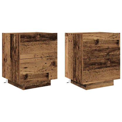 Bedside Cabinet with Drawer 2 pcs Old wood