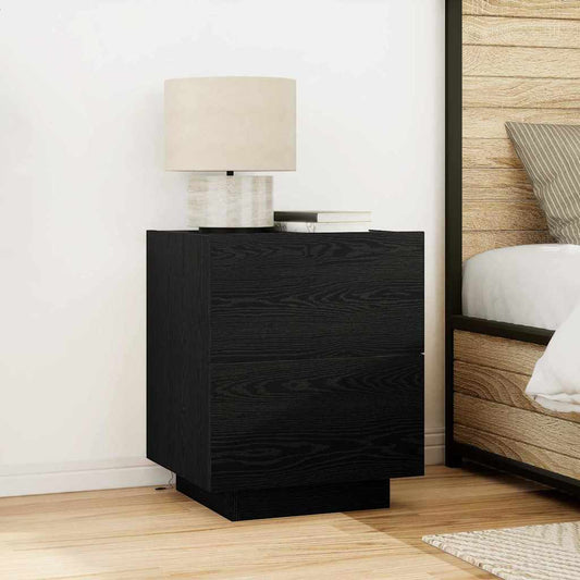 Bedside Cabinet with Drawer 2 pcs Black oak