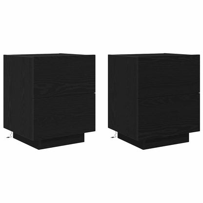 Bedside Cabinet with Drawer 2 pcs Black oak