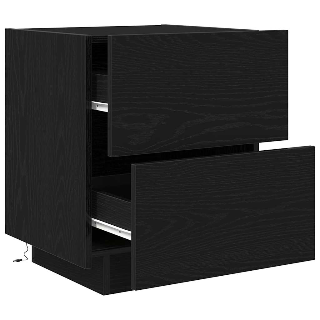 Bedside Cabinet with Drawer 2 pcs Black oak