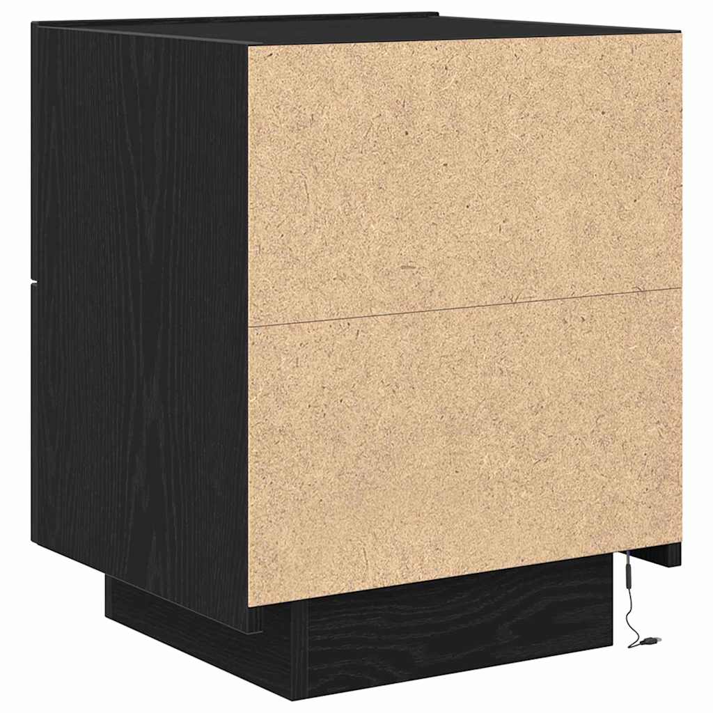 Bedside Cabinet with Drawer 2 pcs Black oak