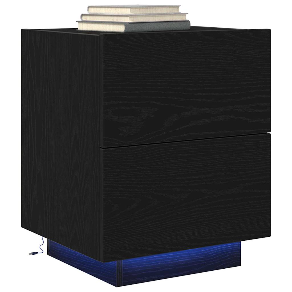 Bedside Cabinet with Drawer 2 pcs Black oak