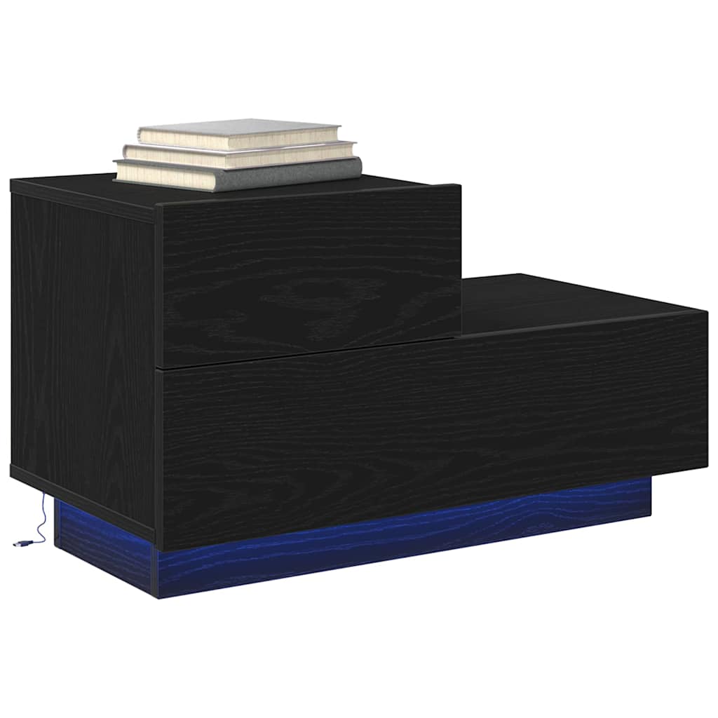 Bedside Cabinet Black oak 70 x 36 x 40.5 cm Engineered wood