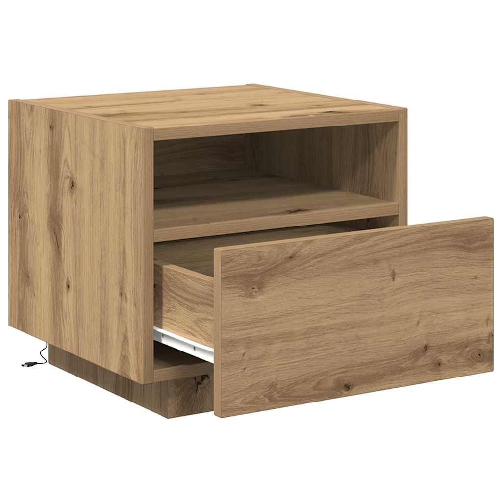 Bedside Cabinet with Drawer 2 pcs Artisan oak 40 x 39 x 37 cm