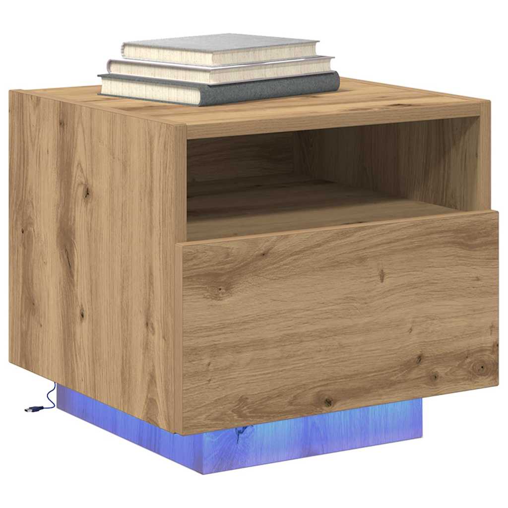 Bedside Cabinet with Drawer 2 pcs Artisan oak 40 x 39 x 37 cm