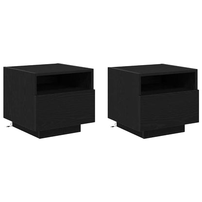 Bedside Cabinet 2 pcs Black oak 40 x 39 x 37 cm Engineered wood