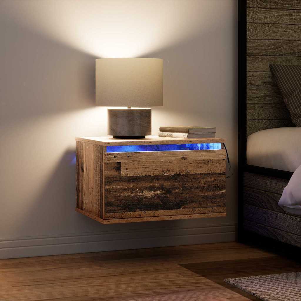 Wall-mounted Bedside Cabinet with Old wood 50 x 36 x 30 cm