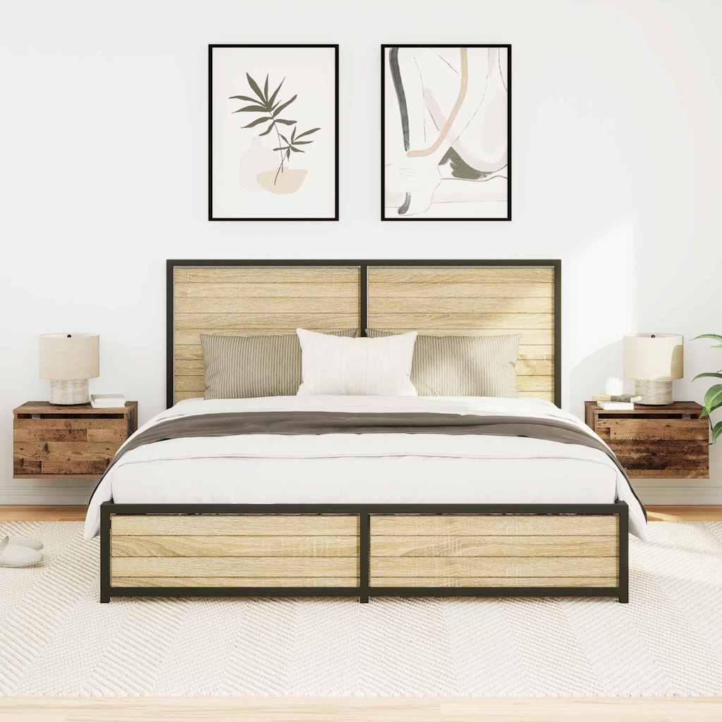 Wall-mounted Bedside Cabinet 2 pcs Old wood 50 x 36 x 30 cm