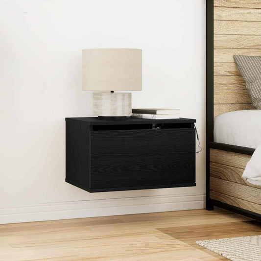 Wall-mounted Bedside Cabinet with Black oak 50 x 36 x 30 cm