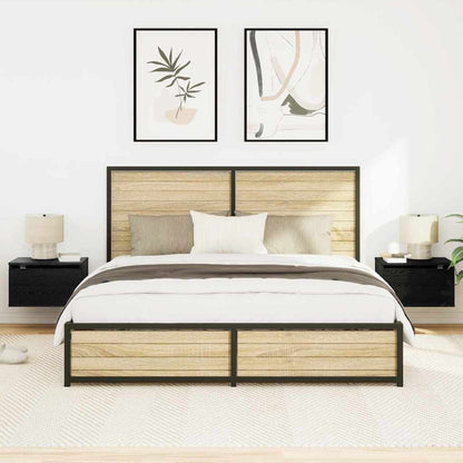 Wall-mounted Bedside Cabinet 2 pcs Black oak 50 x 36 x 30 cm