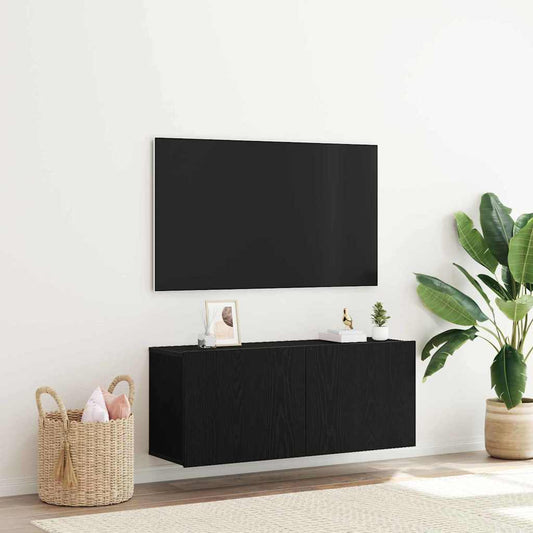 TV Cabinet Set Black Oak 100 x 30 x 41 cm Engineered Wood