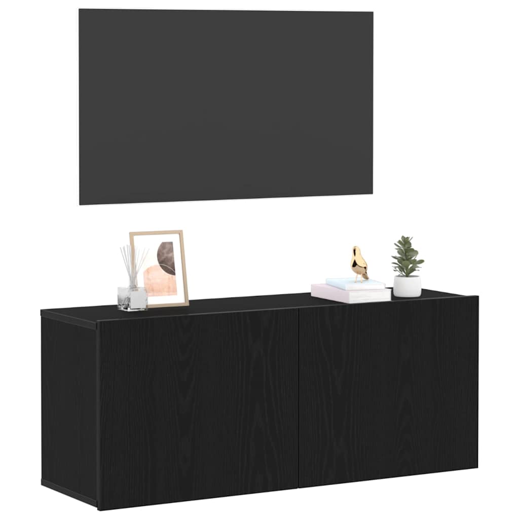 TV Cabinet Set Black Oak 100 x 30 x 41 cm Engineered Wood