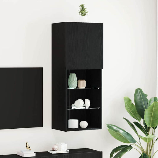 TV Cabinet Set Black Oak 40.5 x 30 x 102 cm Engineered Wood