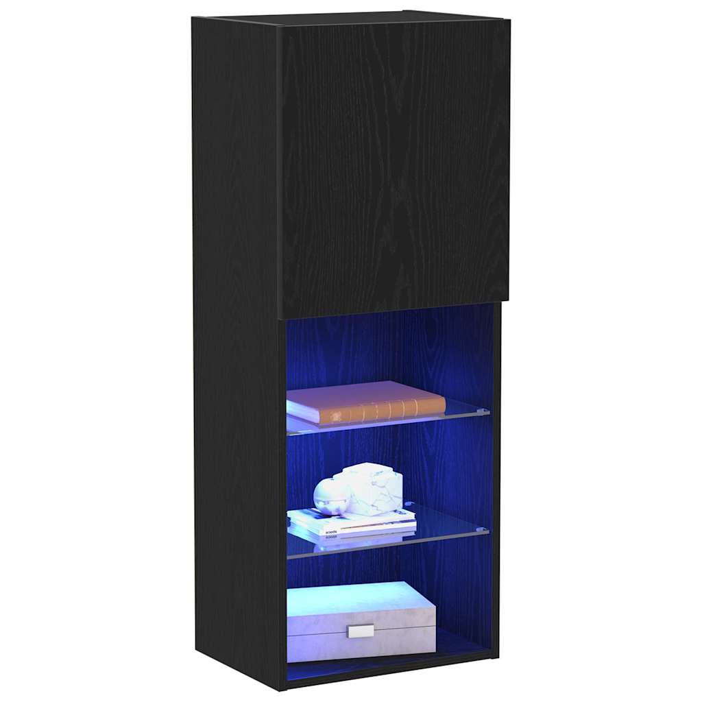 TV Cabinet Set Black Oak 40.5 x 30 x 102 cm Engineered Wood