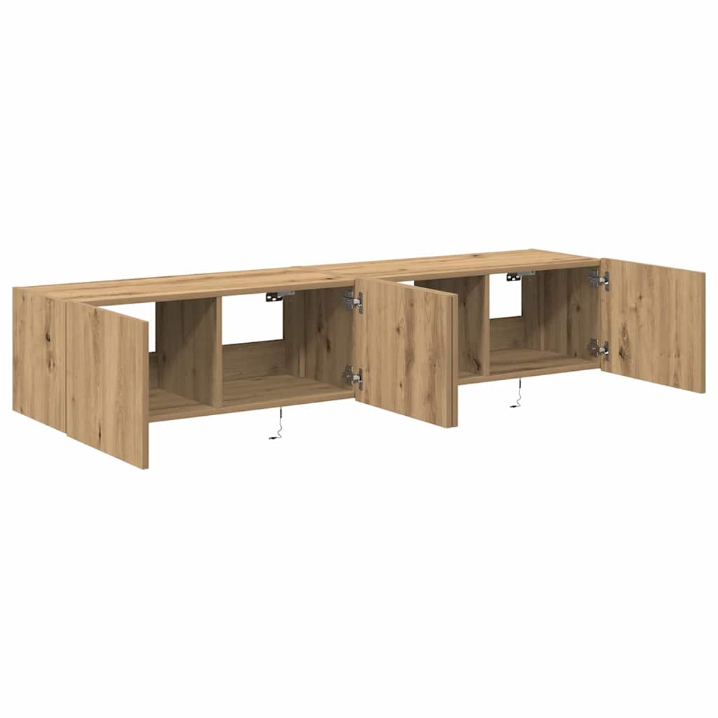 TV Wall Cabinet Wall-mounted 2 pcs Artisan Oak 80 x 35 x 31 cm