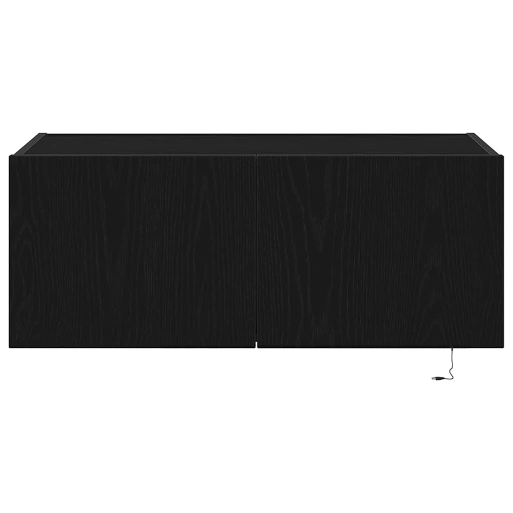 TV Wall Cabinet Black Oak 80 x 35 x 31 cm Engineered Wood