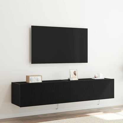 TV Wall Cabinet 2 pcs Black Oak 80 x 35 x 31 cm Engineered Wood