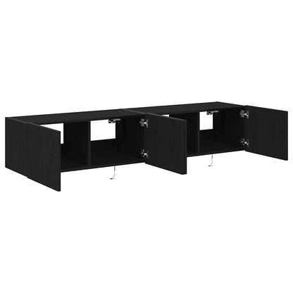 TV Wall Cabinet 2 pcs Black Oak 80 x 35 x 31 cm Engineered Wood
