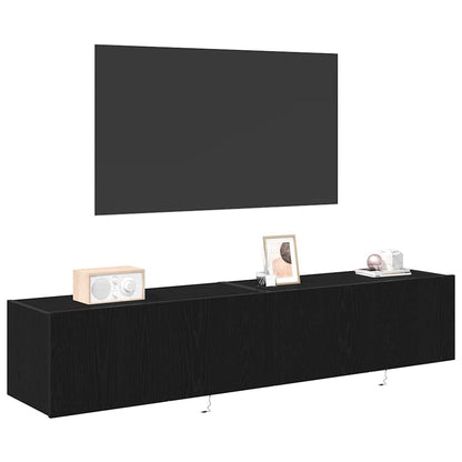 TV Wall Cabinet 2 pcs Black Oak 80 x 35 x 31 cm Engineered Wood