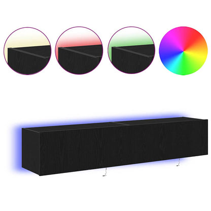 TV Wall Cabinet 2 pcs Black Oak 80 x 35 x 31 cm Engineered Wood