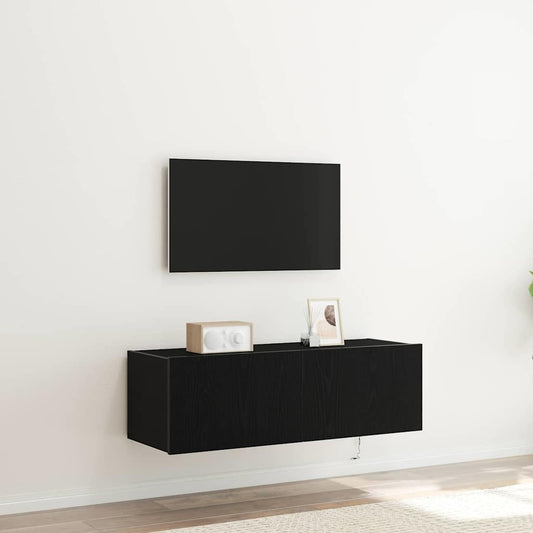 TV Wall Cabinet Wall-mounted 2 pcs Black Oak 100 x 35 x 31 cm