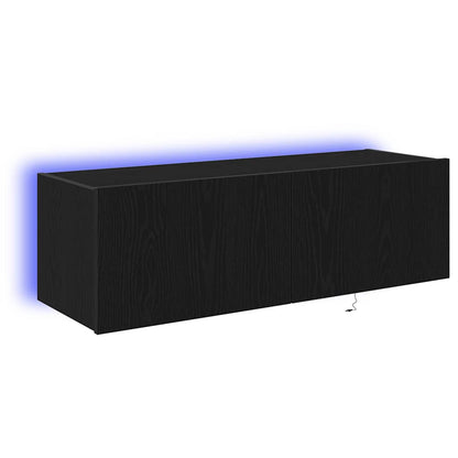 TV Wall Cabinet Wall-mounted 2 pcs Black Oak 100 x 35 x 31 cm