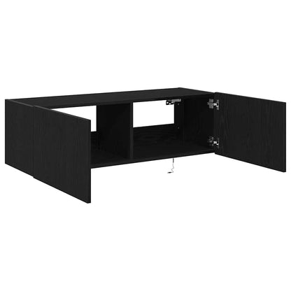 TV Wall Cabinet Wall-mounted 2 pcs Black Oak 100 x 35 x 31 cm
