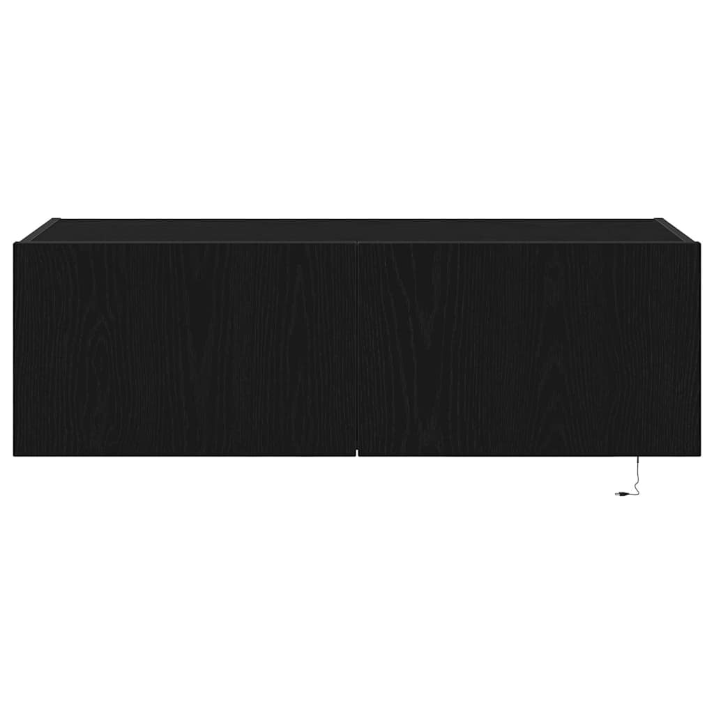 TV Wall Cabinet Wall-mounted 2 pcs Black Oak 100 x 35 x 31 cm
