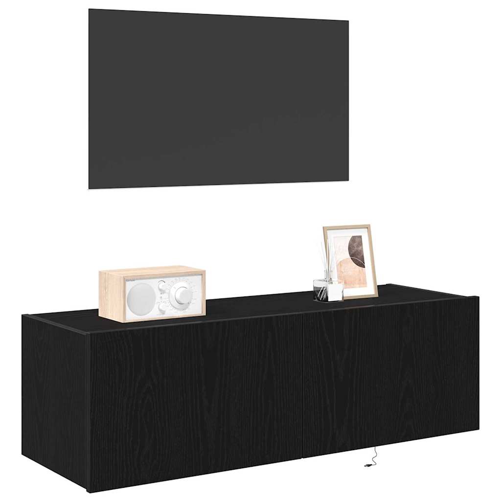 TV Wall Cabinet Wall-mounted 2 pcs Black Oak 100 x 35 x 31 cm
