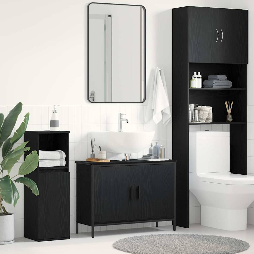 Bathroom Sink Cabinet Black Oak 80 x 30 x 60 cm Engineered Wood