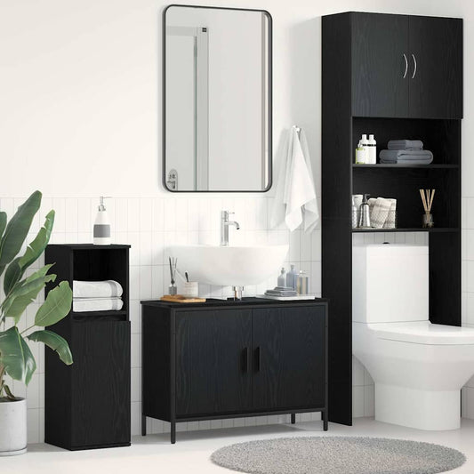 Bathroom Sink Cabinet Black Oak 80 x 30 x 60 cm Engineered Wood