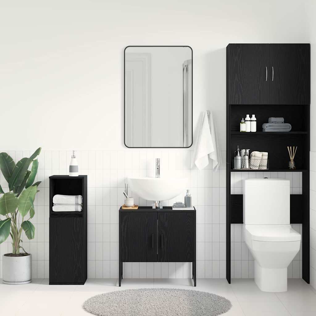 Bathroom Sink Cabinet Black Oak 60 x 30 x 60 cm Engineered Wood