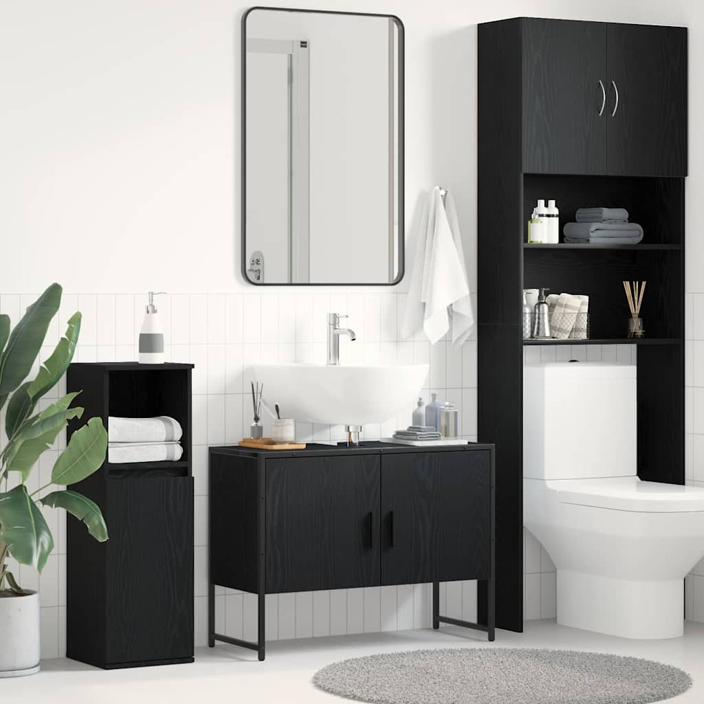 Bathroom Sink Cabinet Black Oak 80 x 30 x 60 cm Engineered Wood