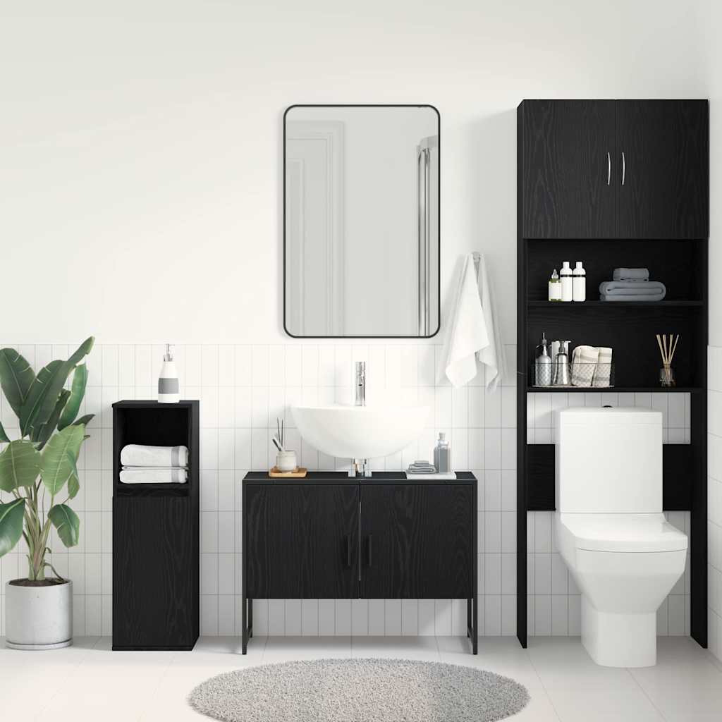 Bathroom Sink Cabinet Black Oak 80 x 30 x 60 cm Engineered Wood