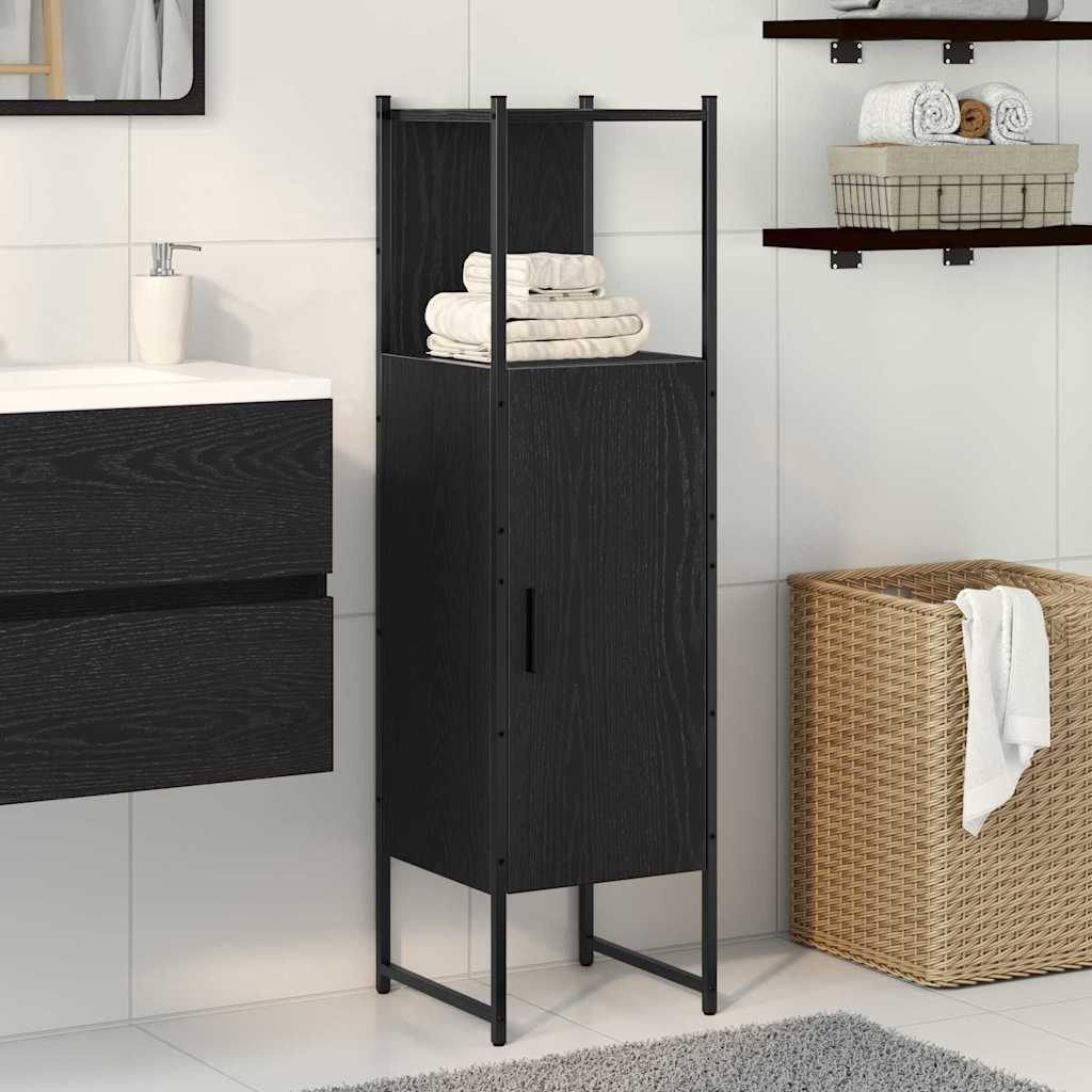 Bathroom Furniture Set with Shelf Black Oak 33 x 33 x 120.5 cm