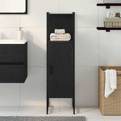 Bathroom Furniture Set with Shelf Black Oak 33 x 33 x 120.5 cm
